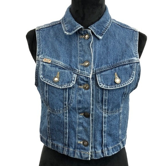 Vintage Express Denim Blue Jean VTG Vest - Picture 1 of 9